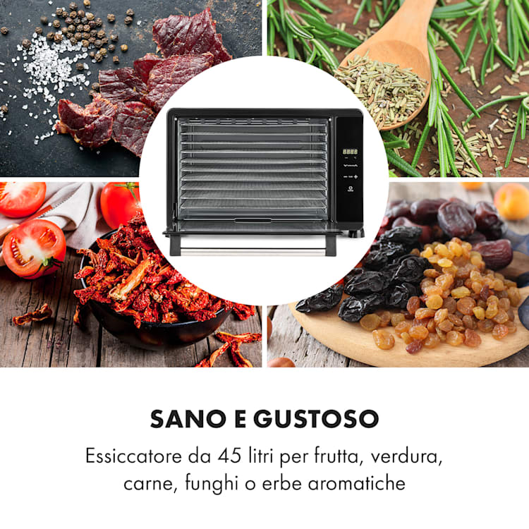 Mega Jerky, Essiccatore, display touch LC, timer, 50-80°C, 650W