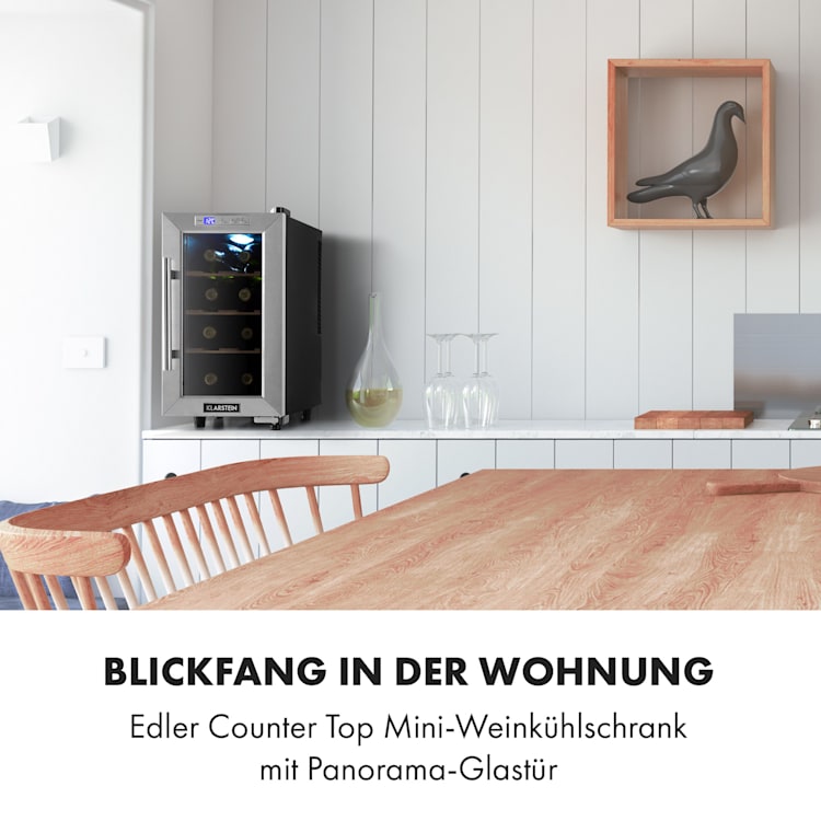Reserva 8 Uno Weinkühlschrank 23 Ltr 8 Fl 11-18 °C 26 dB Edelstahl 1 Kühlzone | 8 Flaschen