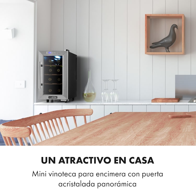 Nevera para vinos Reserva 8 Uno 23 litros 8 botellas 11-18 °C 26 dB acero inoxidable