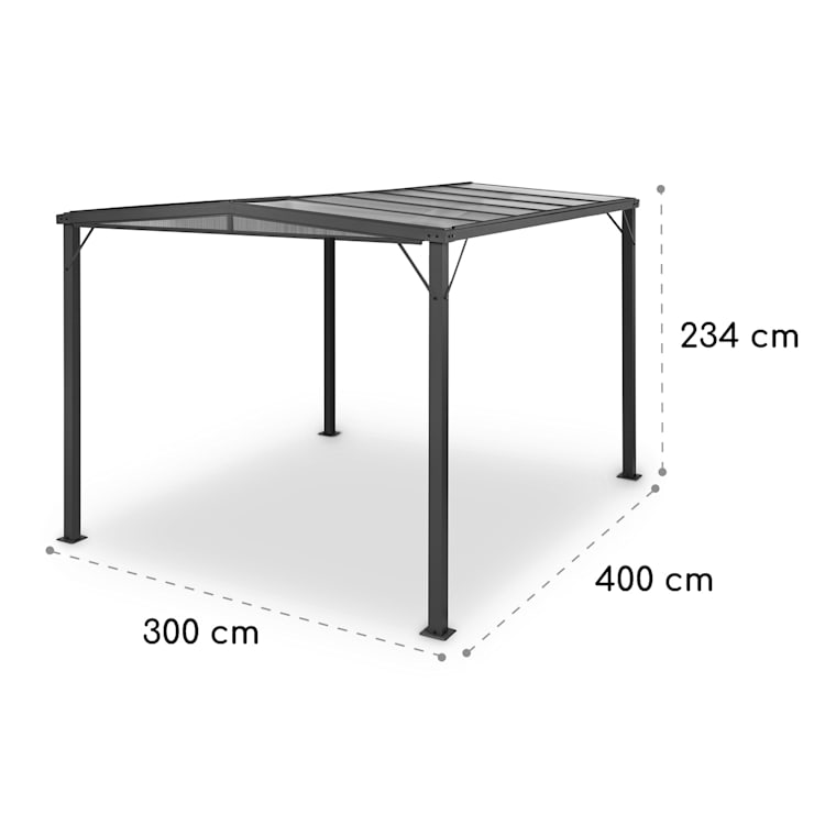 Pantheon Solid Sky Flat pergola voordak 3x4m polycarbonaat 3 x 4 m