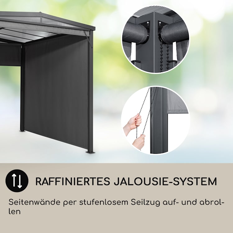 Pantheon Cortina Solid Sky Pergola Vordach 3x4m Polycarbonat 3 x 4 m | Dunkelgrau