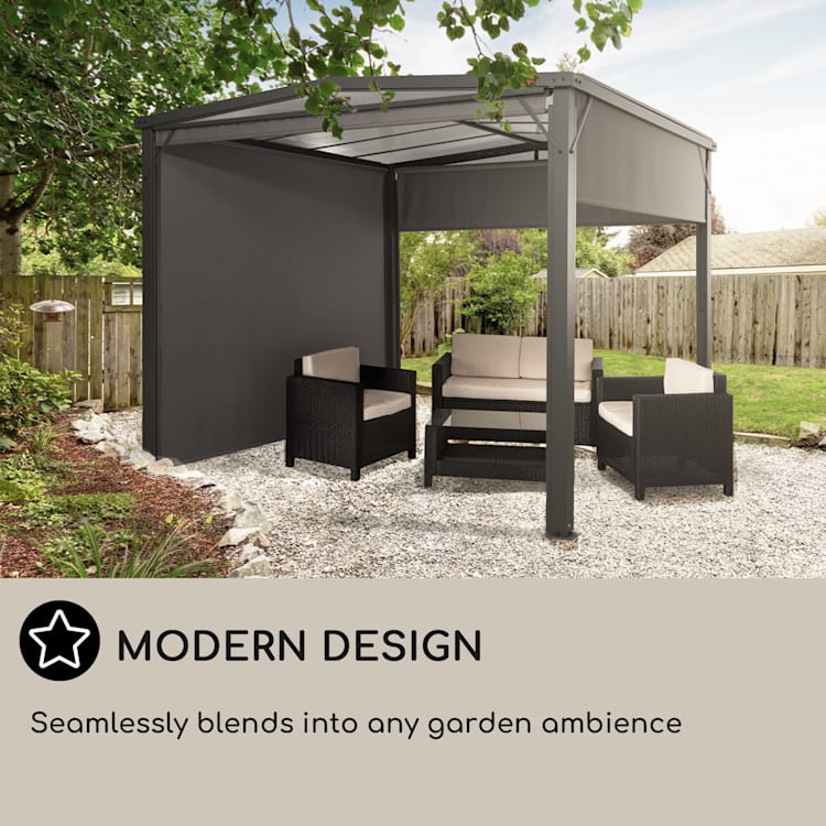 Pantheon Cortina Solid Sky, pergola, prístrešok, 3 × 4 m, polykarbonát 3 x 4 m | Tmavosivá