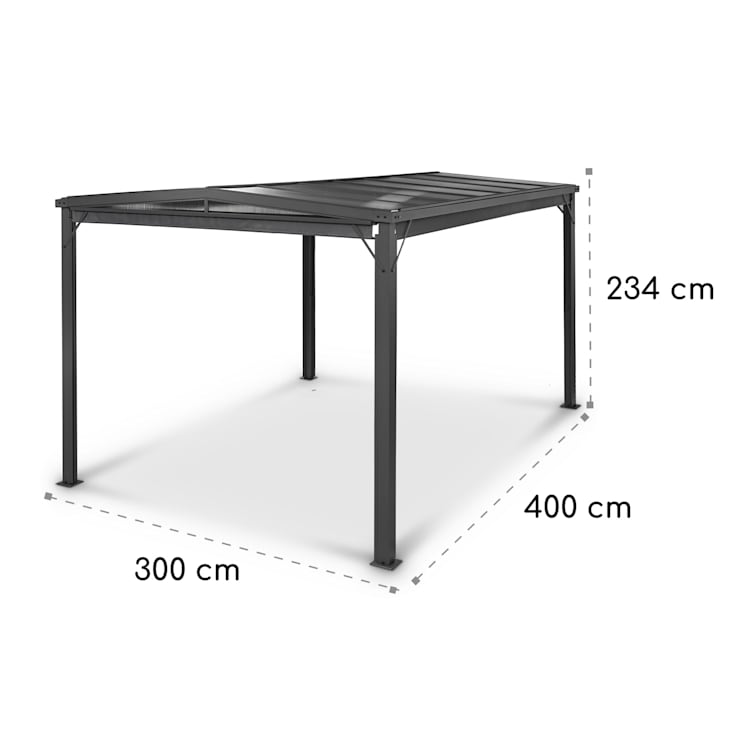 Pantheon Cortina Solid Sky, pergola, prístrešok, 3 × 4 m, polykarbonát 3 x 4 m | Tmavosivá