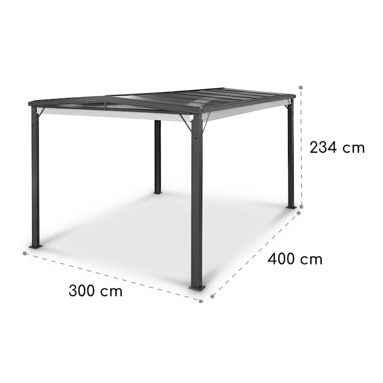 Pantheon Cortina Solid Sky, pergola, prístrešok, 3 × 4 m, polykarbonát 3 x 4 m | Svetlosivá
