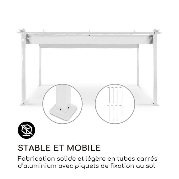 Pantheon Pergola aluminium vierkante buis 3x4 m 4 hoekpalen waterafstotend 3 x 4 m | Wit | Lichtgrijs
