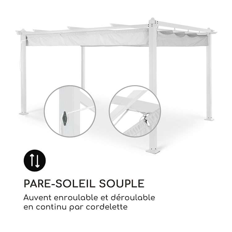 Pantheon Pergola aluminium vierkante buis 3x4 m 4 hoekpalen waterafstotend 3 x 4 m | Wit | Lichtgrijs
