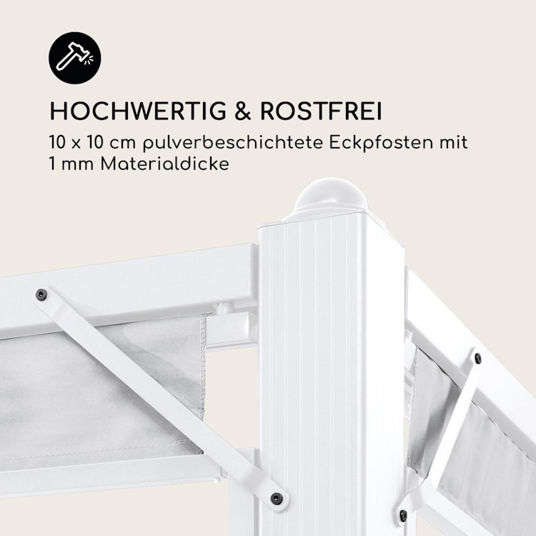Pantheon Cortina Pavillon mit Dach 3x4m 4 Seitenteile 3 x 4 m | Weiß | Hellgrau