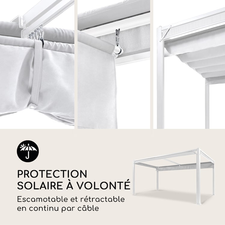 Pantheon Cortina, pavillon avec toit, 3 x 4 m, 4 panneaux latéraux 3 x 4 m | Blanc | Gris Clair