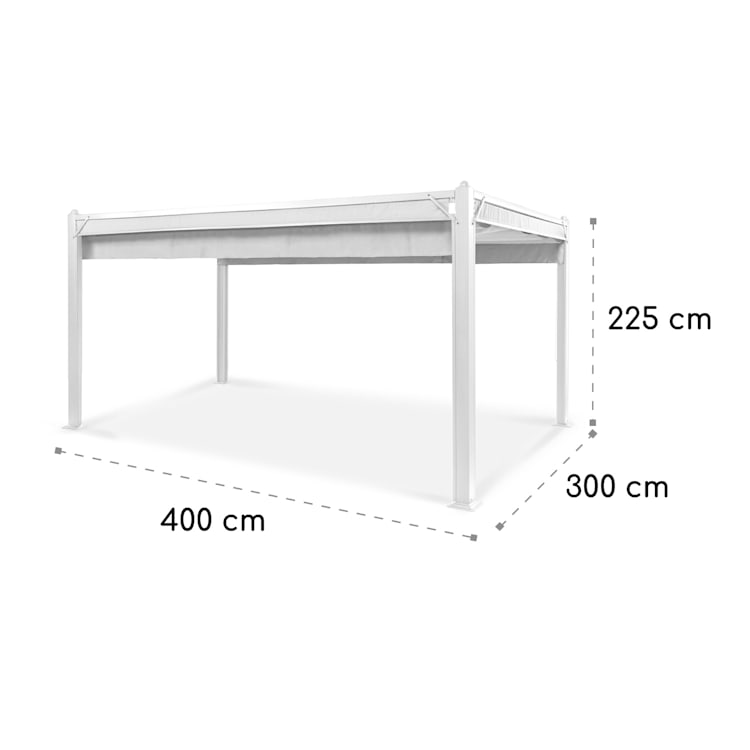 Pantheon Cortina Pavillon mit Dach 3x4m 4 Seitenteile 3 x 4 m | Weiß | Hellgrau