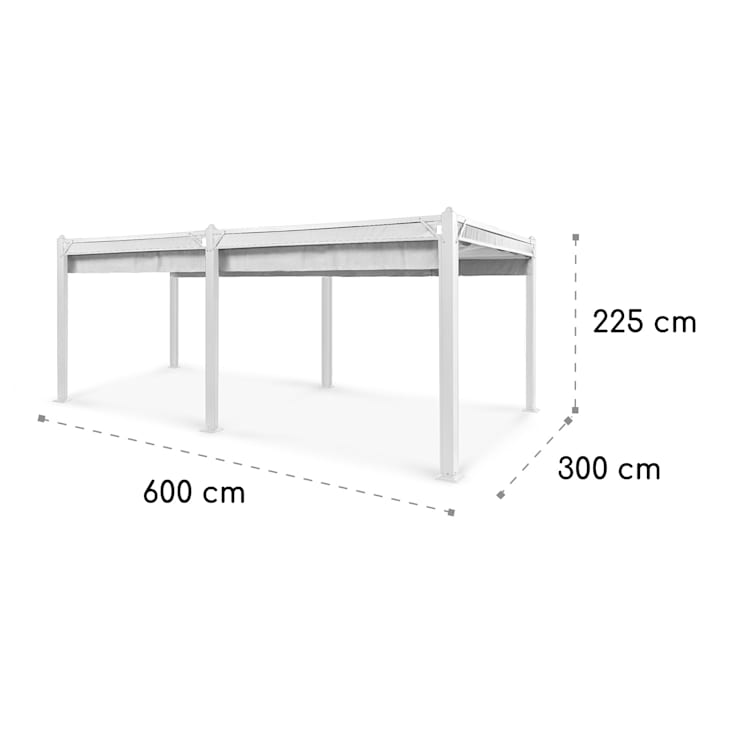 Pantheon Cortina, pavilón, so strechou, 3x6 m, 4 bočné diely 3 x 6 m | Biela | Svetlosivá