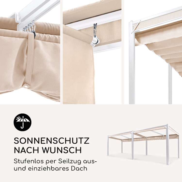 Pantheon Cortina Pavillon mit Dach 3x6m 4 Seitenteile 3 x 6 m | Beige