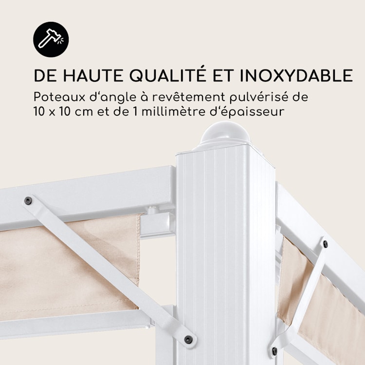 Pantheon Cortina, pavillon avec toit, 3 x 6m, 4 panneaux latéraux 3 x 6 m | Blanc | Beige