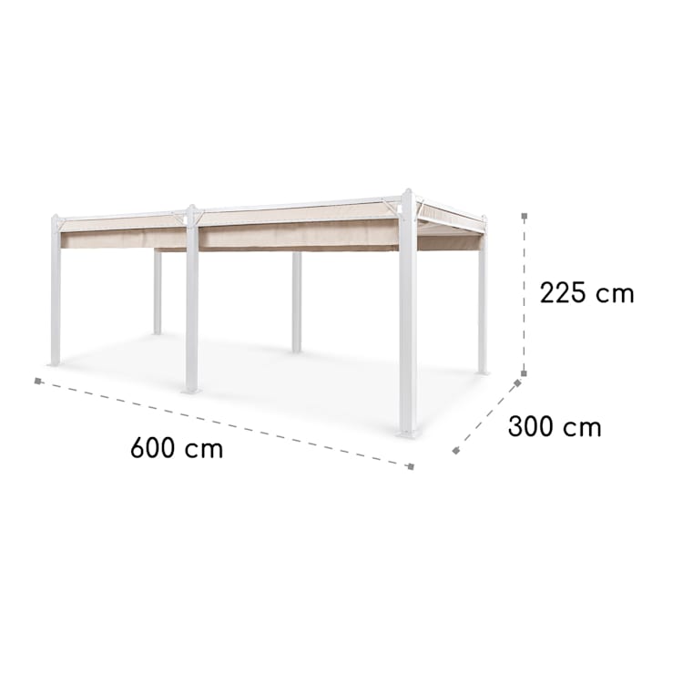 Pantheon Cortina, pavillon avec toit, 3 x 6m, 4 panneaux latéraux 3 x 6 m | Blanc | Beige