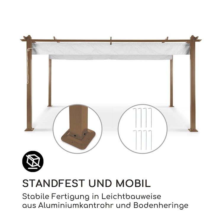 Pantheon Rust Pergola Aluminium 3x4m 6 Eckpfosten wasserabweisend 3 x 4 m | Weiß