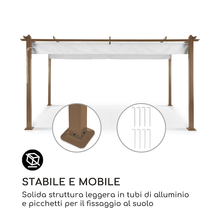 Pantheon Rust, Gazebo, tubi di alluminio, 3x4 m, 4 paletti, idrorepellente 3 x 4 m | Bianco