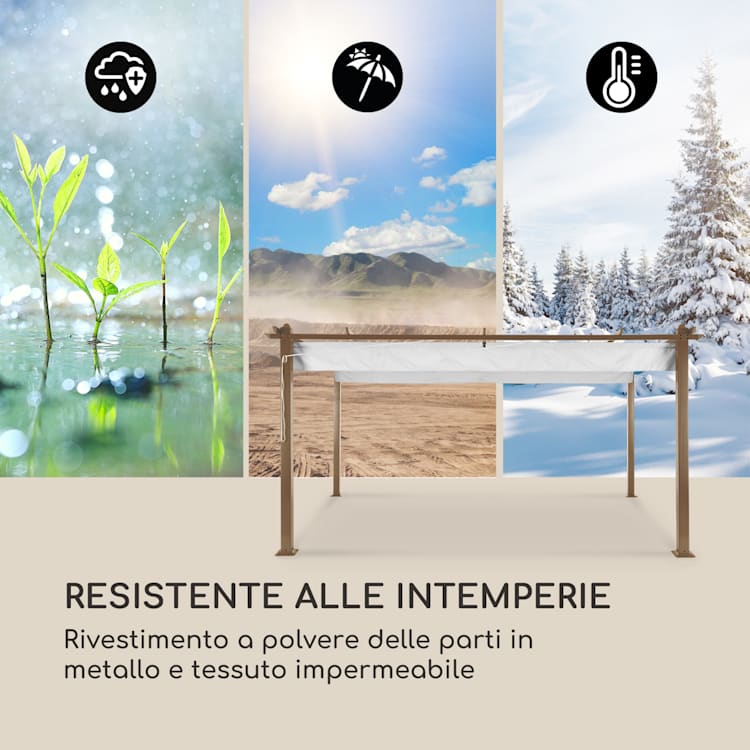 Pantheon Rust, Gazebo, tubi di alluminio, 3x4 m, 4 paletti, idrorepellente 3 x 4 m | Bianco