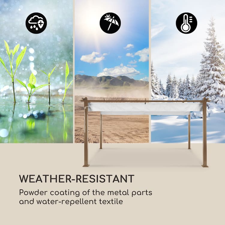 Pantheon Rust, pergola, alumiiniputki, 3 x 4 m, 4 kulmapylvästä, vettähylkivä 3 x 4 m | Valkoinen