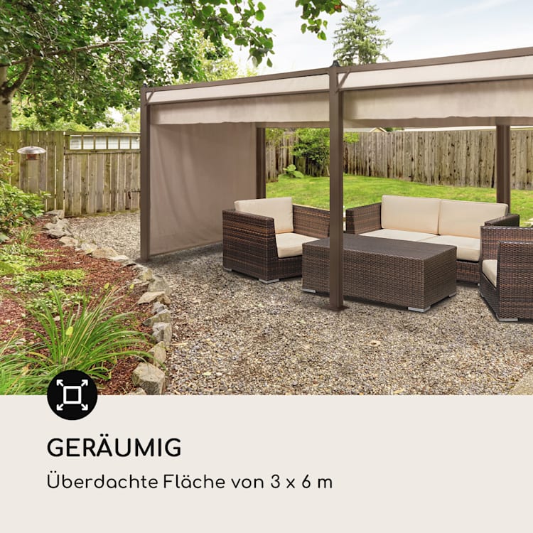 Pantheon Cortina Rust Pavillon mit Dach 3x6 m 4 Seitenteile 3 x 6 m | Beige