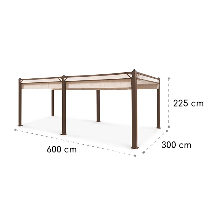 Pantheon Cortina Rust Pavillon mit Dach 3x6 m 4 Seitenteile 3 x 6 m | Beige