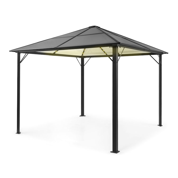 Pantheon Solid Sky Ambient Solar paviljoen met grijs dak 3x3m polycarbonaat aluminium 3 x 3 m | Zwart