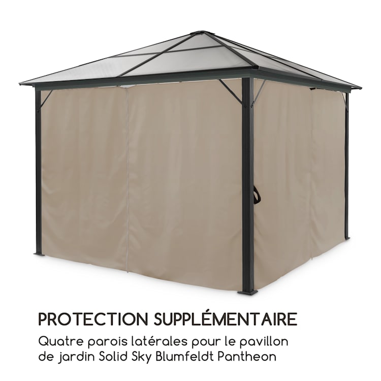 Pantheon Solid Sky Parois latérales pour pergola 3x3 4 pièces140g/m² 3 x 3 m | Taupe