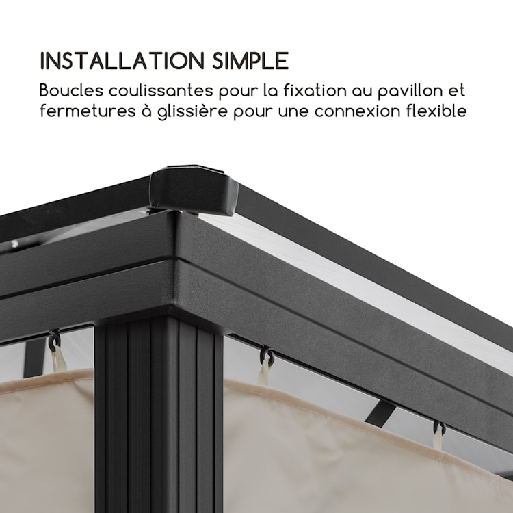 Pantheon Solid Sky Parois latérales pour pergola 3x3 4 pièces140g/m² 3 x 3 m | Taupe