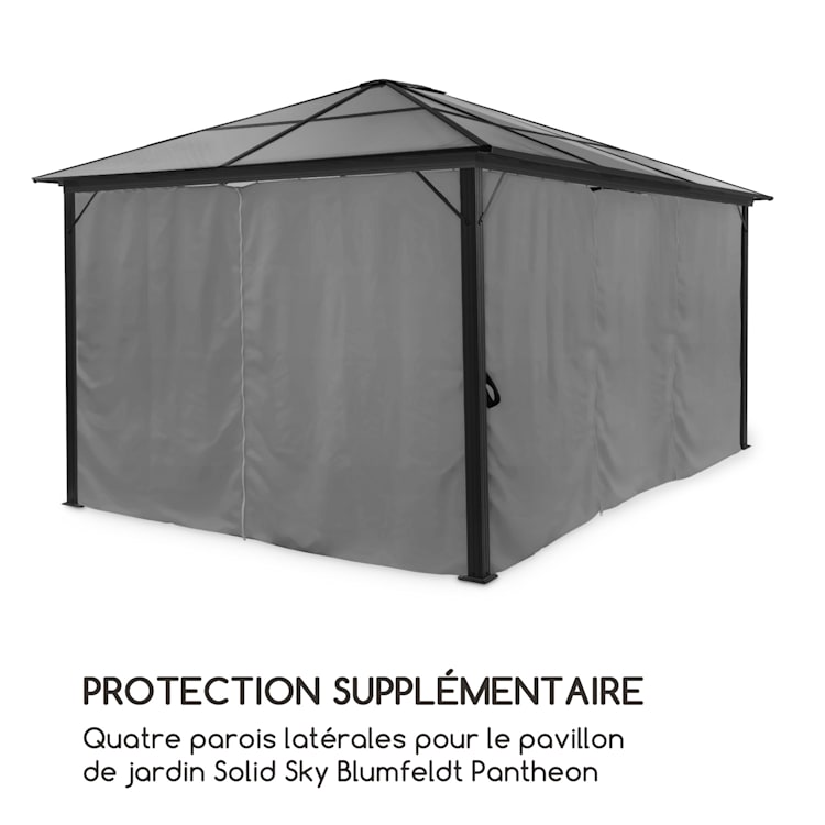 Pantheon Solid Sky Parois latérales pour pergola 3x3 4 pièces140g/m² 3 x 4 m | Gris Foncé