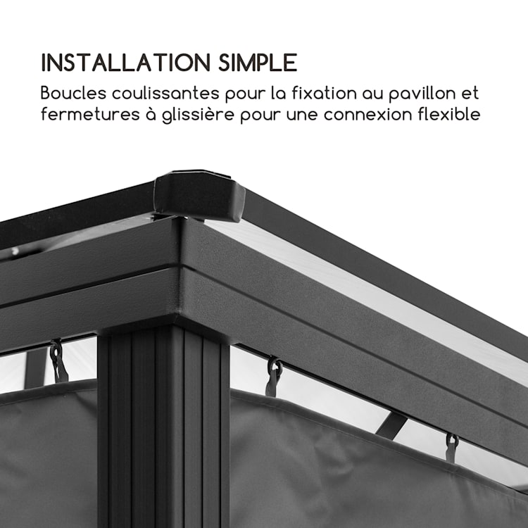 Pantheon Solid Sky Parois latérales pour pergola 3x3 4 pièces140g/m² 3 x 4 m | Gris Foncé