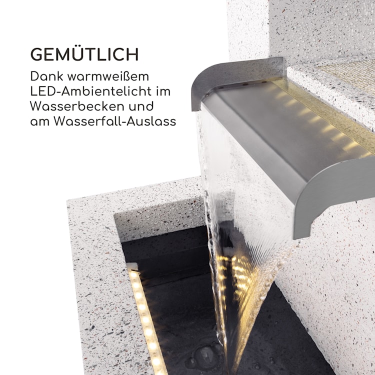 Bloomingstone Brunnen Gartenbrunnen Zierbrunnen 20W Pumpe Zink LED