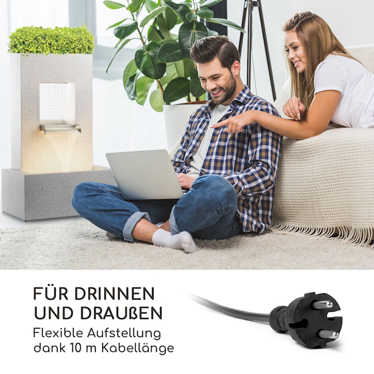 Bloomingstone Brunnen Gartenbrunnen Zierbrunnen 20W Pumpe Zink LED