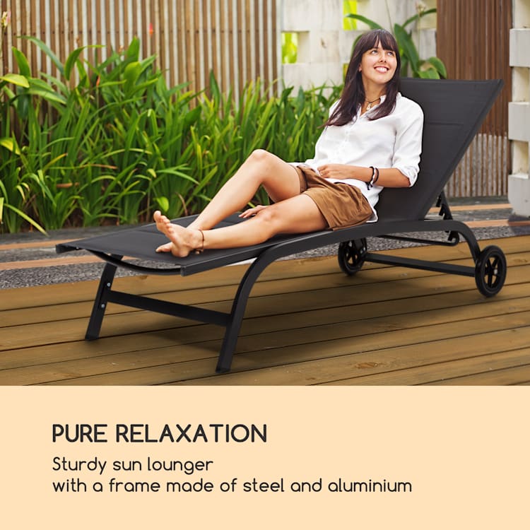 Limala Sun Lounger Steel/Aluminium Textilene 150 kg mobile Dark Gray