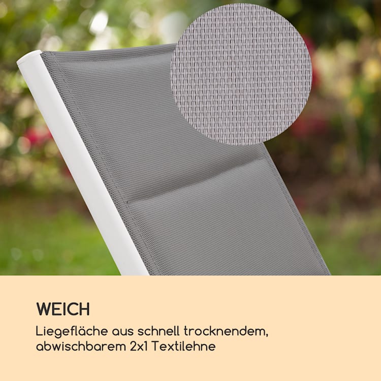 Limala Sonnenliege Lounger Stahl/Aluminium Textilene 150 kg mobil Taupe