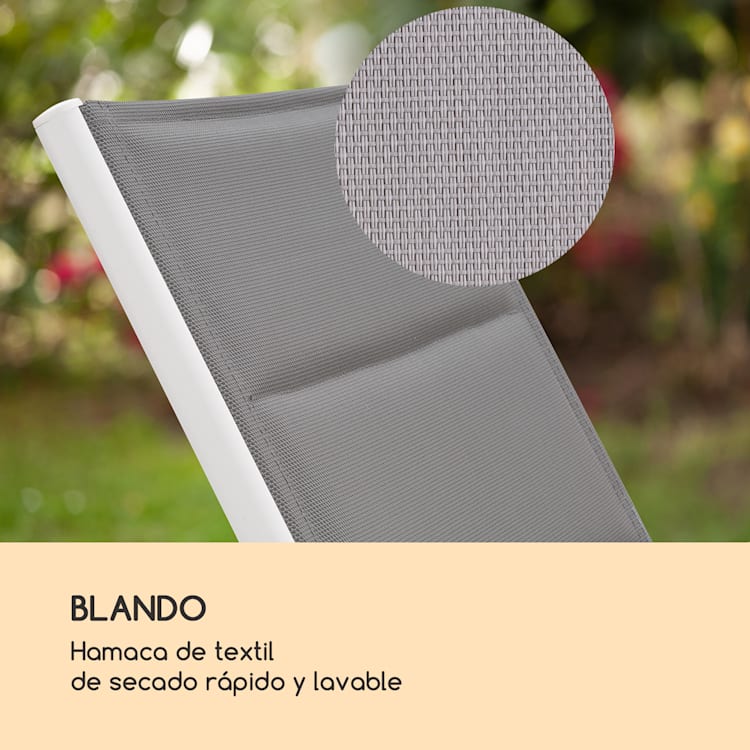 Tumbona Limala Acero/Aluminio Textilene 150 kg móvil Blanco