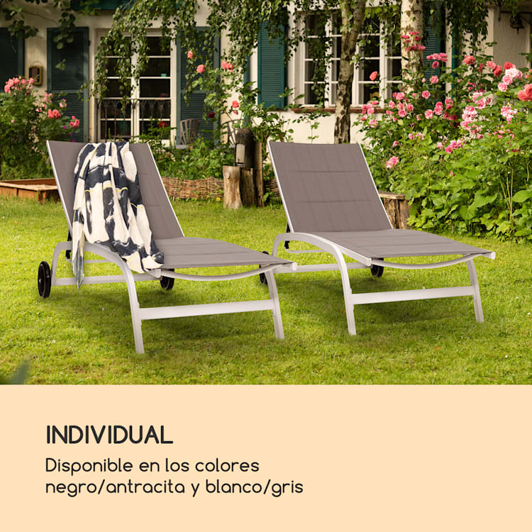 Tumbona Limala Acero/Aluminio Textilene 150 kg móvil Blanco