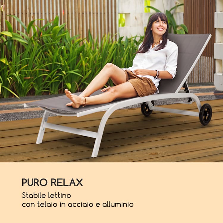 Limala - Lettino, acciaio/alluminio, textilene, 150 kg, mobile Bianco