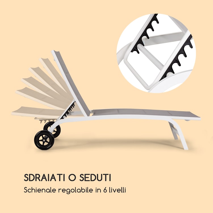 Limala - Lettino, acciaio/alluminio, textilene, 150 kg, mobile Bianco