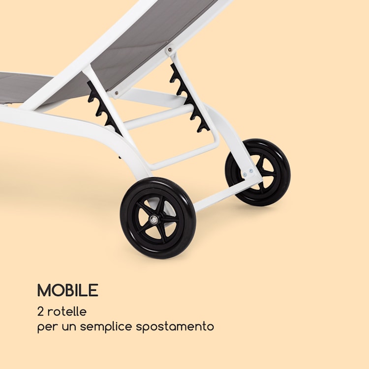 Limala - Lettino, acciaio/alluminio, textilene, 150 kg, mobile Bianco