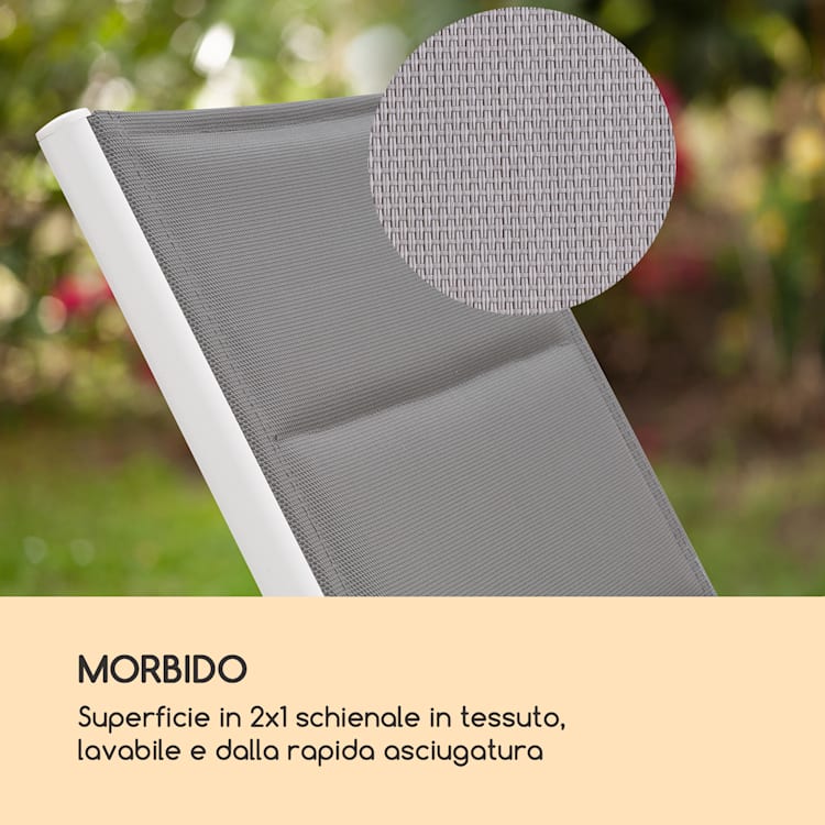 Limala - Lettino, acciaio/alluminio, textilene, 150 kg, mobile Bianco