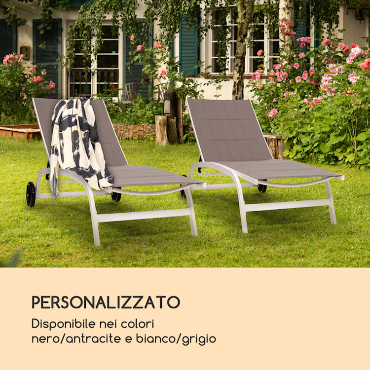 Limala - Lettino, acciaio/alluminio, textilene, 150 kg, mobile Bianco