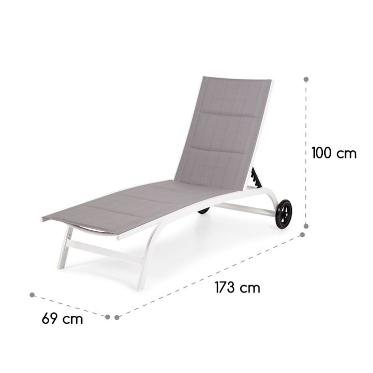 Limala Sonnenliege Lounger Stahl/Aluminium Textilene 150 kg mobil Taupe