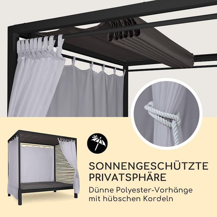 Eremitage Double Lux Sonnenliege 4 Liegepositionen 2 Personen 6 cm Polster Dunkelgrau