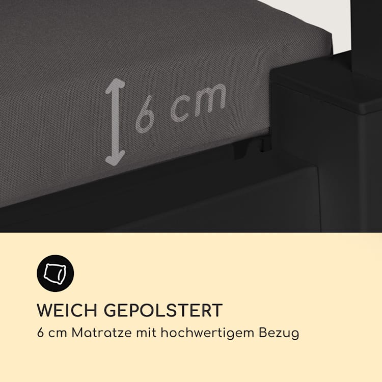 Eremitage Double Lux Sonnenliege 4 Liegepositionen 2 Personen 6 cm Polster Dunkelgrau