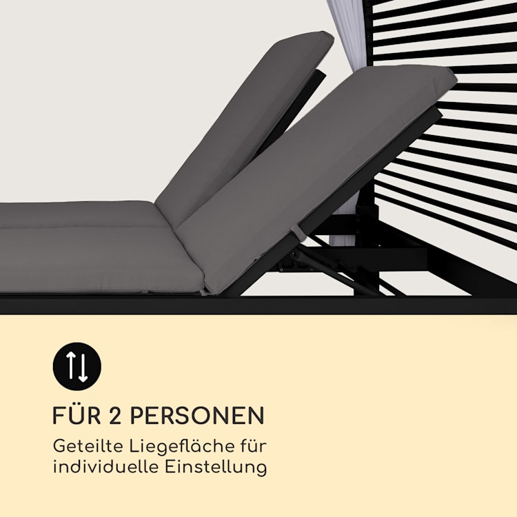 Eremitage Double Lux Sonnenliege 4 Liegepositionen 2 Personen 6 cm Polster Dunkelgrau