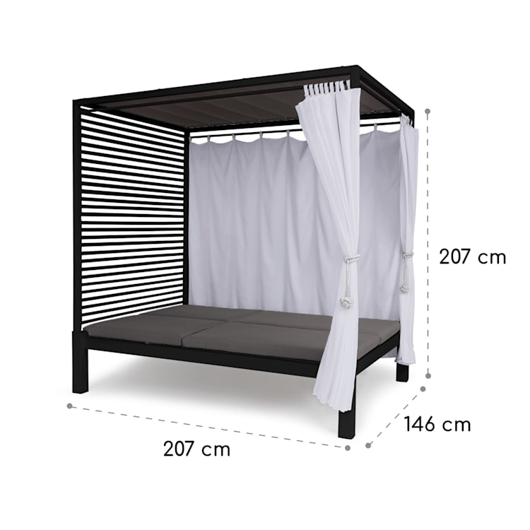 Eremitage Double Lux Sonnenliege 4 Liegepositionen 2 Personen 6 cm Polster Dunkelgrau