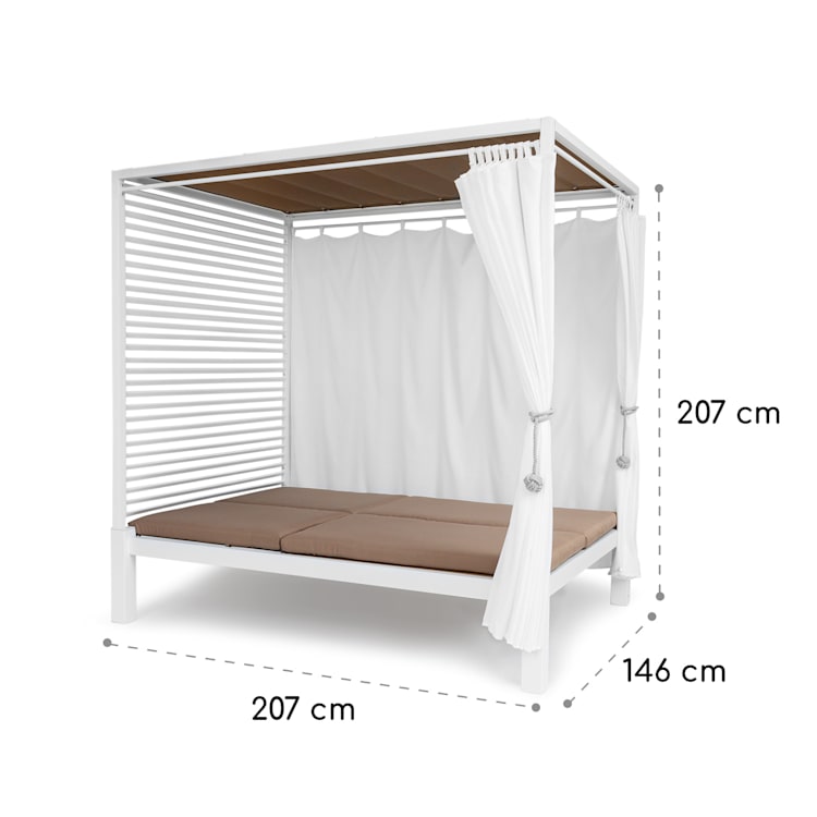 Eremitage Double Lux zonnebed 4 posities 2 personen 6 cm kussen Wit