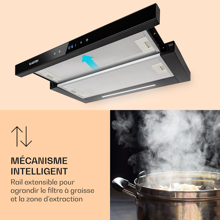 Mariana Neo 60 Capot hotte casquette 60 cm 640 m³ / h d'extraction d'air LED Noir