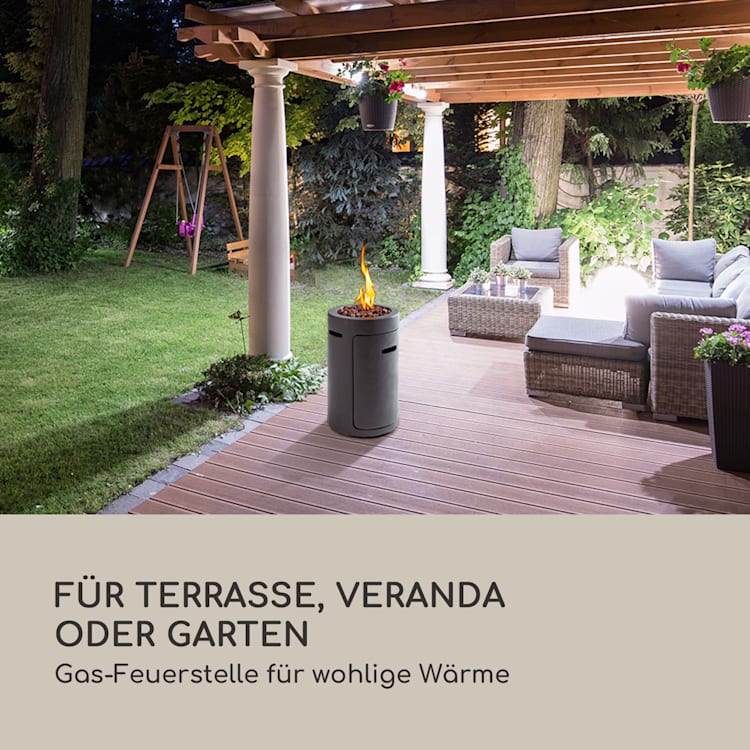 Crete Gas-Feuerstelle 13 kW Flüssiggas Edelstahl Dunkelgrau