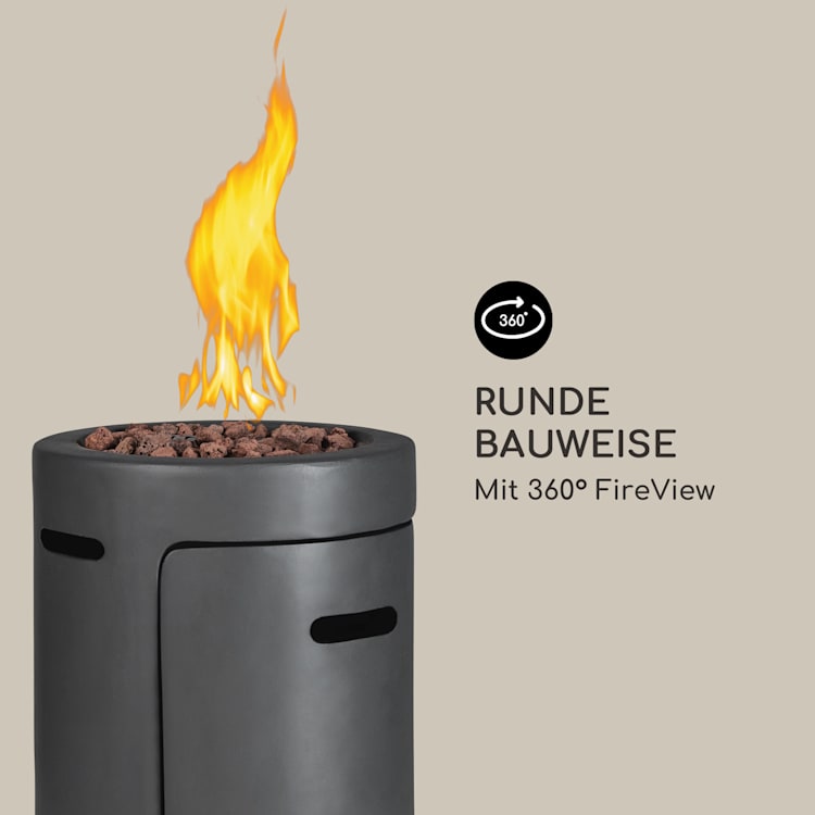 Crete Gas-Feuerstelle 13 kW Flüssiggas Edelstahl Dunkelgrau