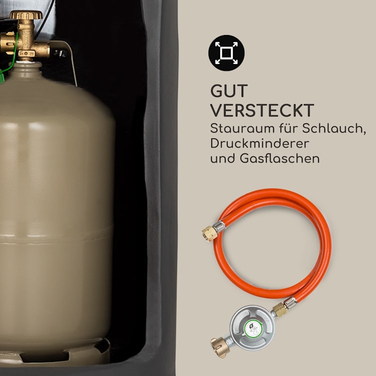 Crete Gas-Feuerstelle 13 kW Flüssiggas Edelstahl Dunkelgrau