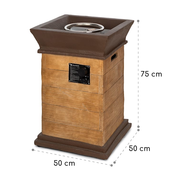 Prati Gas-Feuerstelle 13 kW elektrisches Zündsystem Lavasteine inkl. Regenschutz Holz